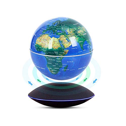 SEESEE.U Levitación Flotante Mapa del Mundo Globo Base de Estilo OVNI Rotación automática Cambio de luz de inducción LED en el Globo para el hogar Oficina Decoración de Escritorio Regalo