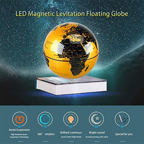 SEESEE.U Levitación magnética Flotante Mapa del Mundo Globo Estilo de Libro Base Rotación automática Cambio de luz de inducción LED en Globo para el hogar Oficina Decoración de Escritorio Regalo