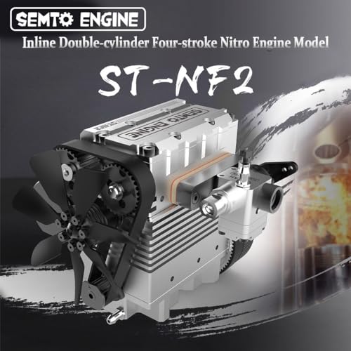 SEMTO Kit de modelo de motor, ST-NF2 motor de metal mini en línea de 2 cilindros 4 tiempos motor de combustión interal, motor nitro refrigerado por aire, juguetes de experimentos de física (versión