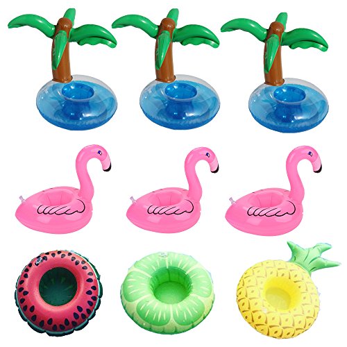 Senteen Posavasos Piscina Hinchable Flotador Inflable Posavasos Soporte Inflable para Bebidas Diseñado para Fiestas en la Playa(5 Estilos de 9 Piezas)