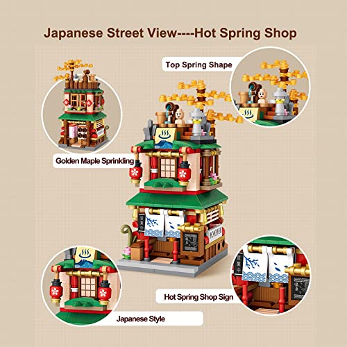 Seyaom Ladrillos japoneses Street View, mini bloques de construcción de bricolaje, modelo MOC, juguete de construcción no compatible con Lego (Hot Spring Shop)