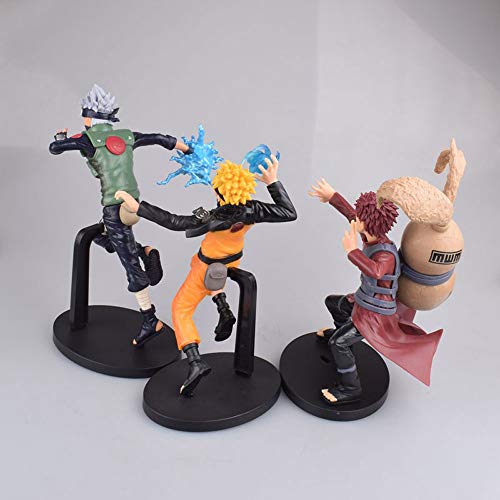 SFRIDQ Naruto Anime Uzumaki Naruto Gaara Hatake Kakashi 3 Modelos Material de PVC Anime Figura Modelo Modelo Toys Boxed Toys Altura 21 cm