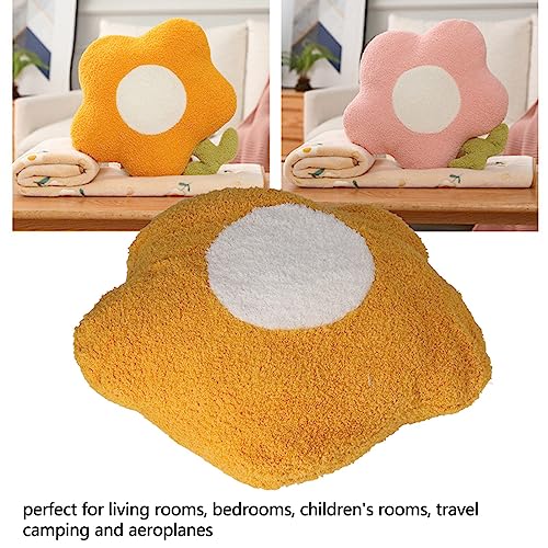 Shanrya Funda de Almohada para el Hogar, Manta Ligera, Lavable, Cómoda y Compacta con Forma de Flor para Sala de Estar para Tomar una Siesta Mientras Viaja (Flores Amarillas con Pistilo