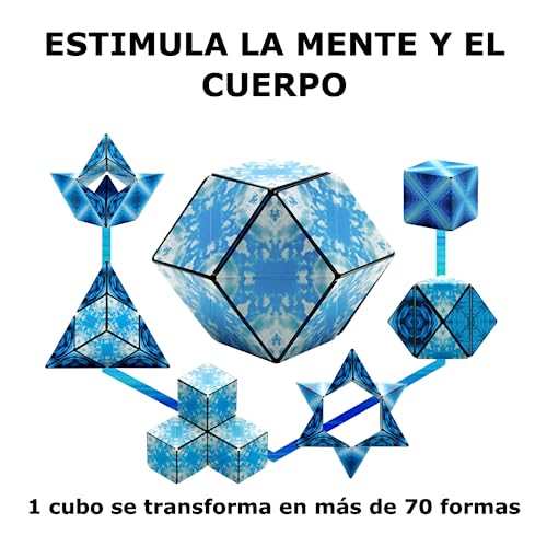 Shashibo Rompecabezas para Niños - Premiado Cubo Magnético Patentado con 36 Imanes de Tierras Raras - Asombroso Rompecabezas 3D – Juguete para Adultos Cubo Shashibo con más de 70 Formas (Blue Planet)