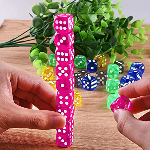 Shengruili 100 Piezas Dados 6 Caras,Juego de Dados,Dados de Colores,para Juegos como Tenzi,Farkle,Yahtzee,Bunco o Teaching Math(10 Colores)