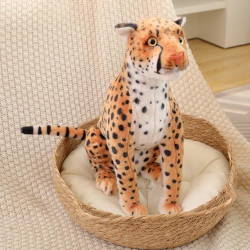 Shenrongtong Peluche de Leopardo Relleno - Juguete de Peluche Suave de Animales de Leopardo de simulación | Regalo Suave y cómodo para compañeros de Juego, compañeros de Escritorio, muñeco guardián