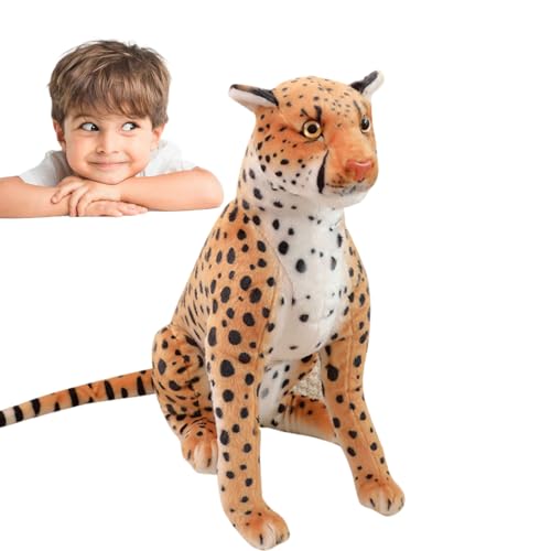 Shenrongtong Peluche de Leopardo Relleno - Juguete de Peluche Suave de Animales de Leopardo de simulación | Regalo Suave y cómodo para compañeros de Juego, compañeros de Escritorio, muñeco guardián