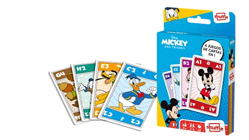 Shuffle Juego de Cartas Fun Mickey y Sus Amigos - Baraja de Cartas con 4 Juegos de Snap, Familias, Parejas y Juego de Acción