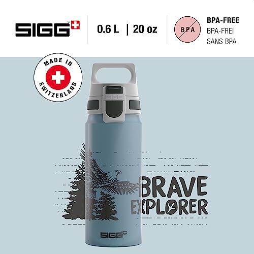 SIGG WMB ONE Brave Eagle Botella cantimplora para niños (0.6 L), botella con tapa hermética sin sustancias nocivas, botella de aluminio ligera