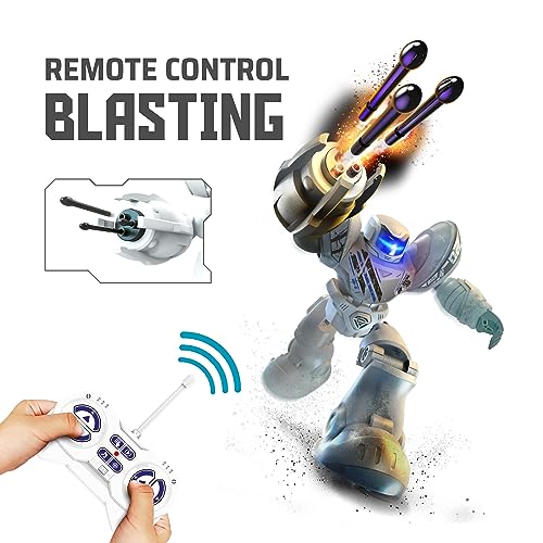 SilverLit Robo Blast, Robot Interactivo Grande, dispara Dardos Desde el puño, 34 cm de Alto, Programa de hasta 20 Pasos, Baile, Cara LED, niños de 5 años en adelante