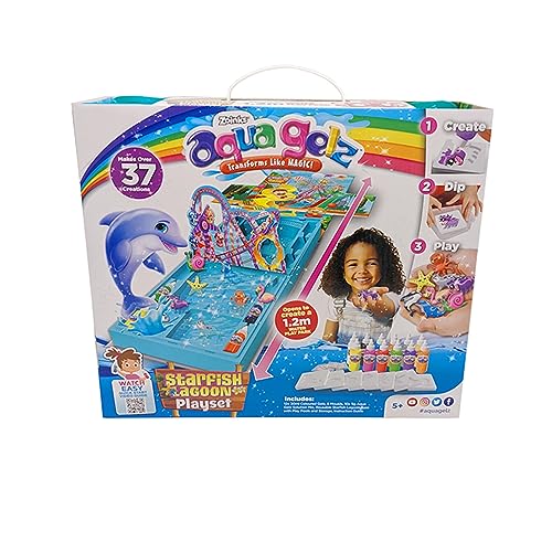 Simba- Aquagelz PlaySet StarfIsh, Crea Figuras Blanditas en 3D, Incluye Escenario Plegable, 12 Botes de Colores, 8 Moldes, 6 sobres de mezcla (106322593)