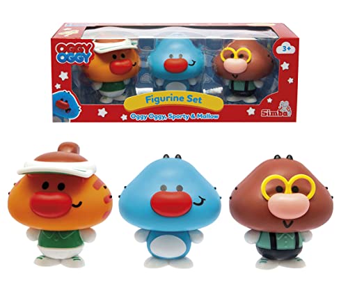 Simba- Oggy Oggy 3 Figuras de 7cm, Oggy, Sporty y Mallow, Sus Cabecitas se Pueden Girar (109356133)