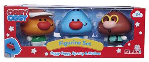 Simba- Oggy Oggy 3 Figuras de 7cm, Oggy, Sporty y Mallow, Sus Cabecitas se Pueden Girar (109356133)