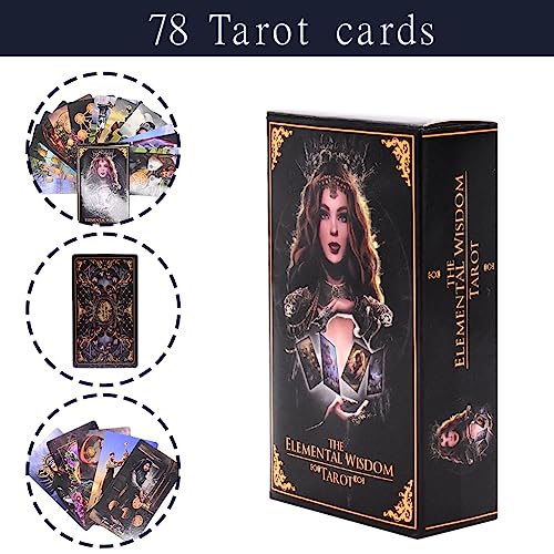 Simmpu 78PCS Tarot, Descubriendo El Poder De Los Tiradas De Elemental Tarot Herramienta De Adivinación para Principiantes, Versión En Inglés