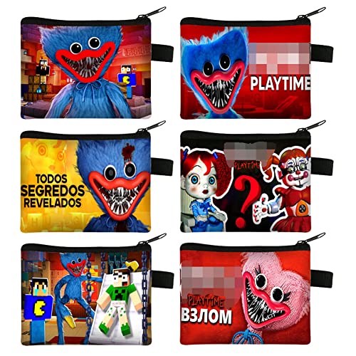 Simmpu Juego de 6 Horror Game Cartera Figuras de Horror Game Cartera Tema de Terror Student Cartera Cremallera Monedero Bolsillo para Niño y Niña para Moneda Tarjeta de Bus Tarjeta de Identificación