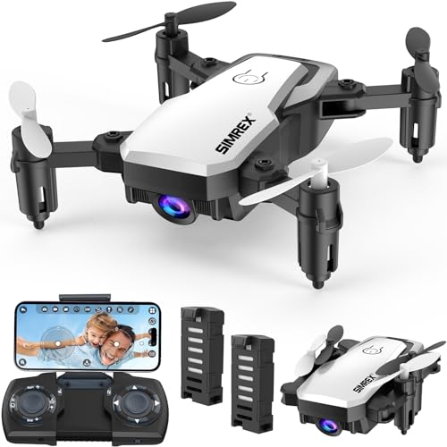 SIMREX X300C Mini Drone con Cámara 720P HD FPV, RC Quadcopter Plegable, Altitude Hold, 3D Flip, Modo Sin Cabeza, Control de Gravedad y 2 Baterías, Blanco