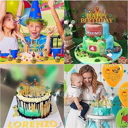 simyron Decoracion Tarta Cupcakes Decoracion 17piezas Simba Cupcakes Decoracion, Happy Birthday Cake topper Feliz Cumpleaños Decoracion para Tartas de Tema para Cumpleaños Fiestas