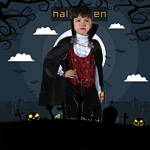 Sincere Party Ropa de vampirismo para niños Halloween ropa de vampirismo para niños,blusa de vampirismo de manga larga,pantalones largos,capa 8-10 años