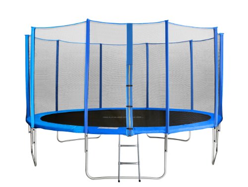 SixBros. SixJump 3,70 Trampolín Cama elástica de jardín Azul - Escalera - Red de Seguridad - Lluvia Cobertura TB370/1717