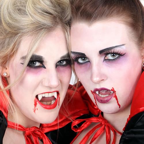 SKHAOVS 2 Piezas Colmillos de Vampiro retráctiles Dientes de Vampiro Halloween Retractable Vampire Teeth Fangs Disfraz de Fiesta Dientes Cosplay Dientes para Adultos Fiesta de Anim (2 Piezas)