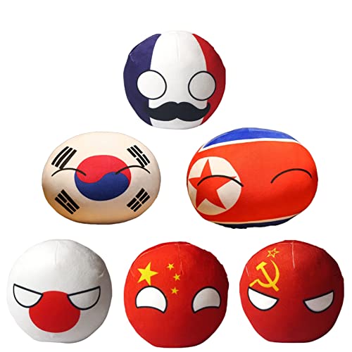 SLINGDA 6 Uds Country Ball Plushies Polandball Peluche Unidos Francia Rusia Inglaterra JapóN Alemania Colgante De Peluche Regalo De CumpleañOs para NiñOs 4 Pulgadas