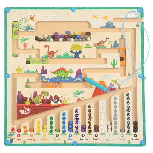 Smartwo Laberinto Magnetico Juegos Educativos 2 3 4 5 6 Años Juguetes Montessori de Madera Juegos Motricidad Fina Juegos Magneticos para Niños de Colores y Números Regalos para 2-5 Años (Avanzado)