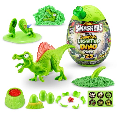 Smashers Mega Jurassic Light Up Dino Egg de ZURU, Spinosaurus, Huevo Coleccionable con más de 25 sorpresas