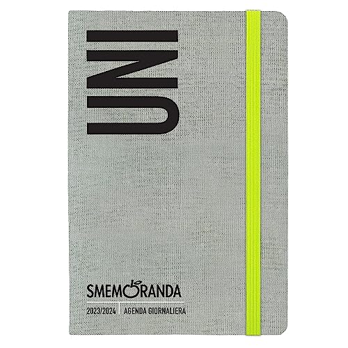 Smemoranda Uni - Agenda Diaria Univesitaria 2023-2024, 12 Meses, septiembre 23 - septiembre 24, 400 páginas, Tapa Flexible y Cierre elástico, tamaño 12,5 x 18,5 cm, Color Gris