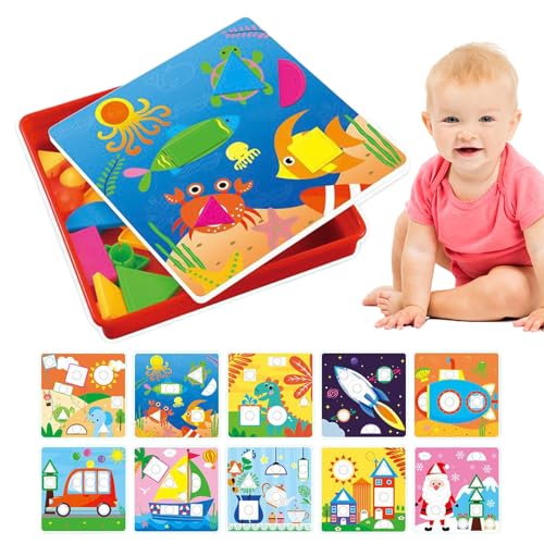 Smileshiney Tablero de Mosaico a Juego de Colores | Ejercicio de Habilidades de Pensamiento Juguetes de Tablero Perforado para niños en Edad Preescolar,Clasificación de Juguetes para recompensas