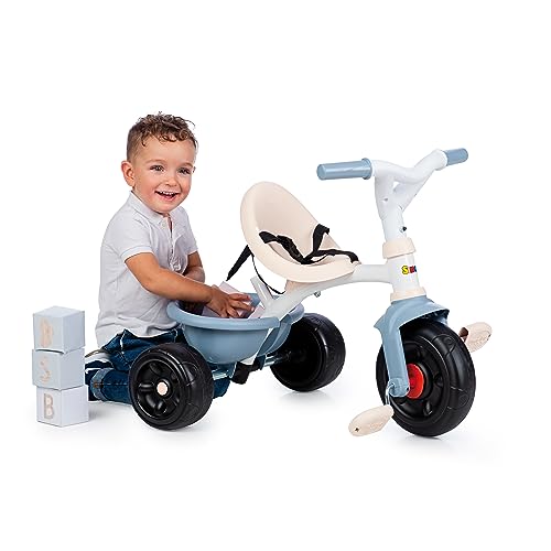 Smoby - Triciclo Evolutivo Be Fun Azul, Sillín Regulable, Bloqueo de Dirección, Cinturón de Seguridad, Volquete Trasero, Barra Parental Regulable (7600740336)