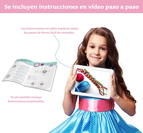 Smowo® Kit para hacer pulseras de hilo – Set para tejer pulseras de la amistad para niñas - Incluye manual y videos de instrucciones