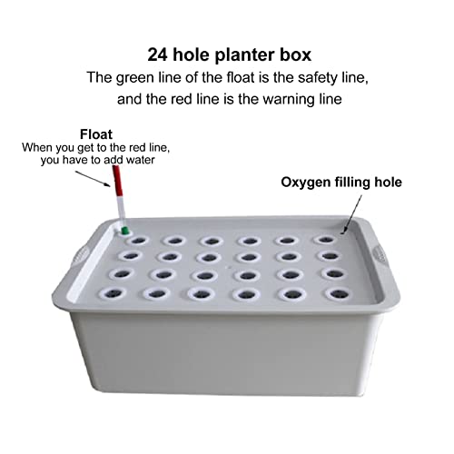 Sorandy Hidropónico Gris de 24 Agujeros con Temporizador, de Cultivo Hidropónico, de Cultivo Hidropónico Interior con Bomba de Oxígeno, Caja de Cultivo Hidropónico para Cultivar