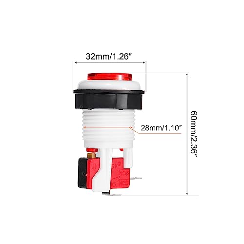 sourcing map Arranque Arcade Botones ABS Micro Interruptor Botón de Soporte Redondo para Máquina Arcade Videojuegos Piezas DC 12V Rojo