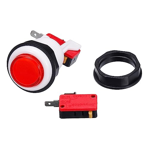 sourcing map Arranque Arcade Botones ABS Micro Interruptor Botón de Soporte Redondo para Máquina Arcade Videojuegos Piezas DC 12V Rojo