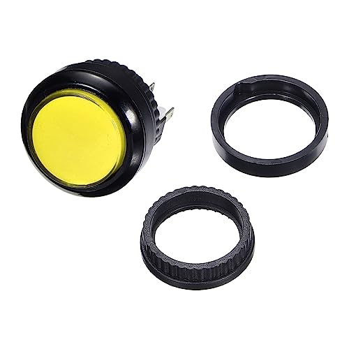 sourcing map Starts Arcade Buttons ABS American Small Round with Light Micro Switch for Arcade Machine Video Games Parts DC 12V Yellow