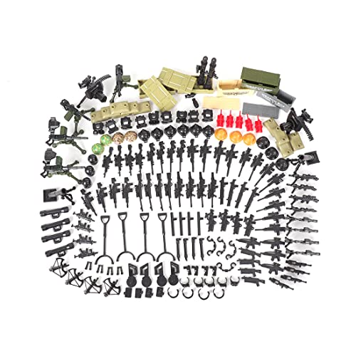 Spicyfy Juego de 294 piezas de armas militares de juguete, WW1 WW2, armas y protectores del ejército DIY Juego de bloques de construcción para figuras de soldado Fuerzas Especiales Equipos Accesorios