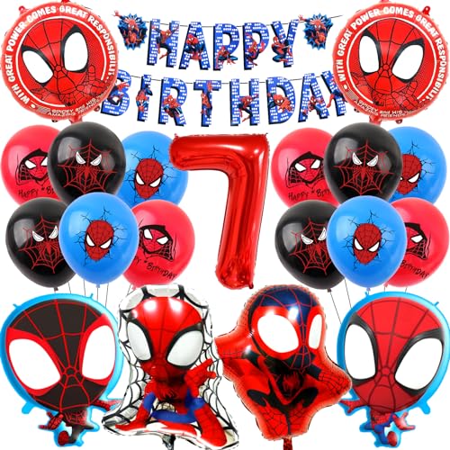 Spiderma 7 años Decoración Cumpleaños Globos, Spiderma 7 años Decoracion Cumpleaños Niños, Spiderma 7 años para Niños Decoraciones de Fiesta, Spiderma 7 años Decoración Cumpleaños