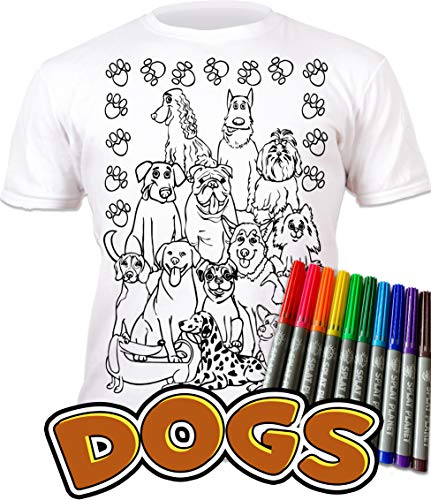 Splat Planet Camiseta para Colorear Perros y Mascotas con 10 bolígrafos mágicos no tóxicos Lavables para Colorear - Camiseta para Colorear y Lavar
