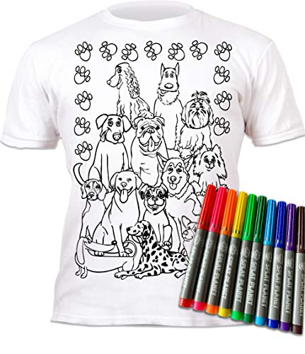 Splat Planet Camiseta para Colorear Perros y Mascotas con 10 bolígrafos mágicos no tóxicos Lavables para Colorear - Camiseta para Colorear y Lavar
