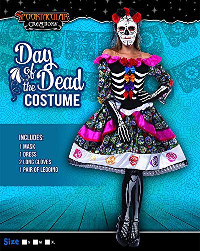 Spooktacular Creations Día de la Mujer Los muertos Disfraz españoles Juego para Halloween Lady Dress Up Party, Dia Los Muertos (pequeño)