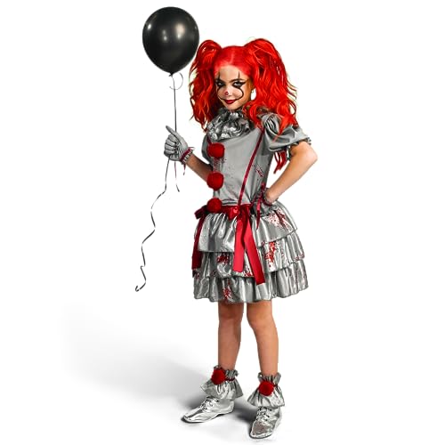 Spooktacular Creations Disfraz de Payaso, vestido de payaso malvado, disfraz de bufón de miedo para chicas Halloween Dress, juego de roles, Cosplay Party-XL