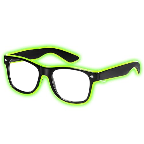 Spooktacular Creations - Gafas de sol LED de neón con luz verde con 3 modos, gafas de sol parpadeantes que brillan en la oscuridad, disfraces para niños y adultos, Halloween