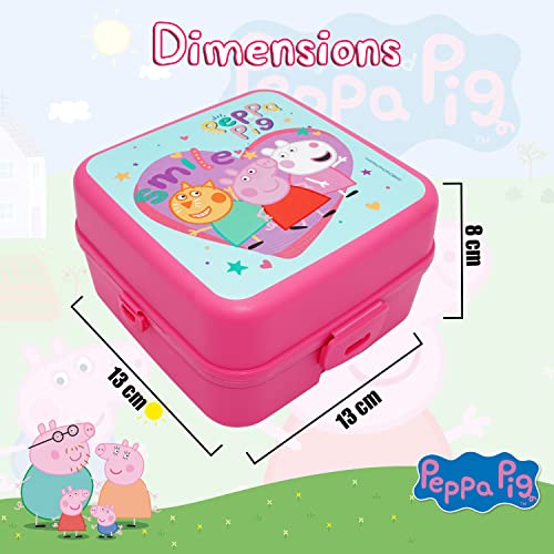 SRV Hub - Fiambrera de 14 cm con compartimentos, caja de sándwiches Peppa-Pig impresa para la diversión de los niños, caja de comida para satisfacer todas las necesidades de los niños en movimiento