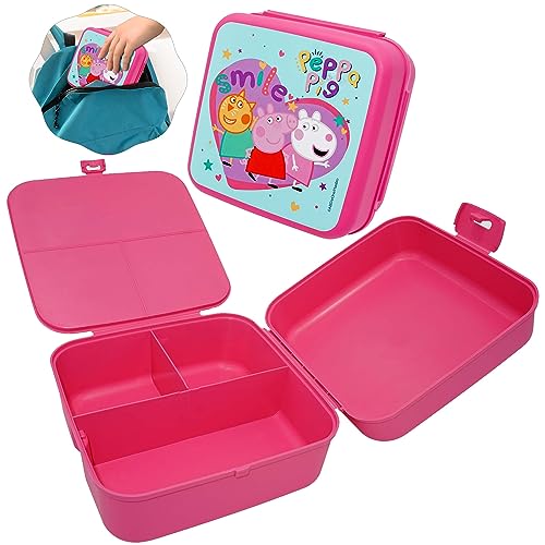 SRV Hub - Fiambrera de 14 cm con compartimentos, caja de sándwiches Peppa-Pig impresa para la diversión de los niños, caja de comida para satisfacer todas las necesidades de los niños en movimiento