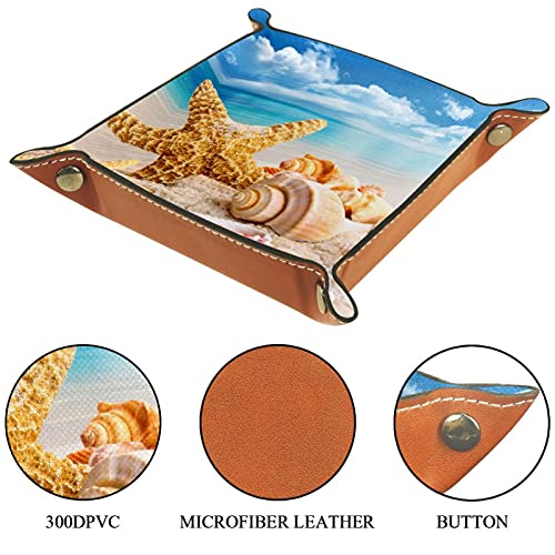 Stelle Marine E Conchiglie Sulla Spiaggia(1) Funda de cuero con forro de ante para joyas llaves monedero reloj monedero monedero