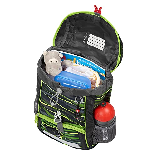 Step by Step Juego de mochila infantil con cojín de asiento, ergonómico, con correa de pecho desmontable, para guardería, preescolar y ocio, 13 l, Wild Cat Chiko - Gris-Verde-Negro