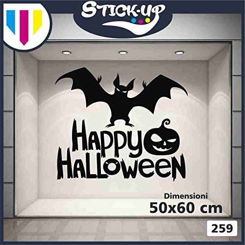 Stick-up Pegatina de Halloween con Texto Happy Halloween (60 x 47 cm), Color Negro