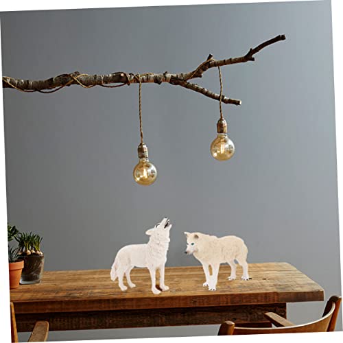 STOBOK 2 Piezas Adorno De Lobo De Nieve Decoración Lobo Juguetes Educativos De Lobo De Vida Escultura De Lobo De Aniaml De Lobo Rugiente Niño Cloruro De Polivinilo Animal Blanco Estatua