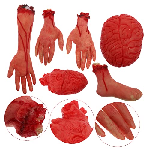 STOBOK 6 Piezas Decoración De Halloween Soportes para Manos y Dedos Mano De Goma Partes del Cuerpo Rotas Falsas Accesorio De Cerebro De Halloween Manos Falsas Gel De Sílice Casa Cosplay