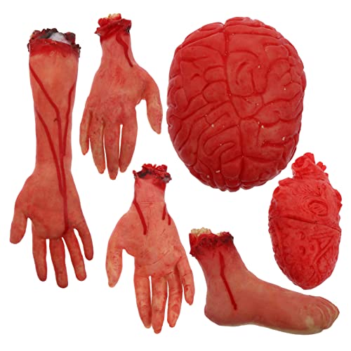 STOBOK 6 Piezas Decoración De Halloween Soportes para Manos y Dedos Mano De Goma Partes del Cuerpo Rotas Falsas Accesorio De Cerebro De Halloween Manos Falsas Gel De Sílice Casa Cosplay